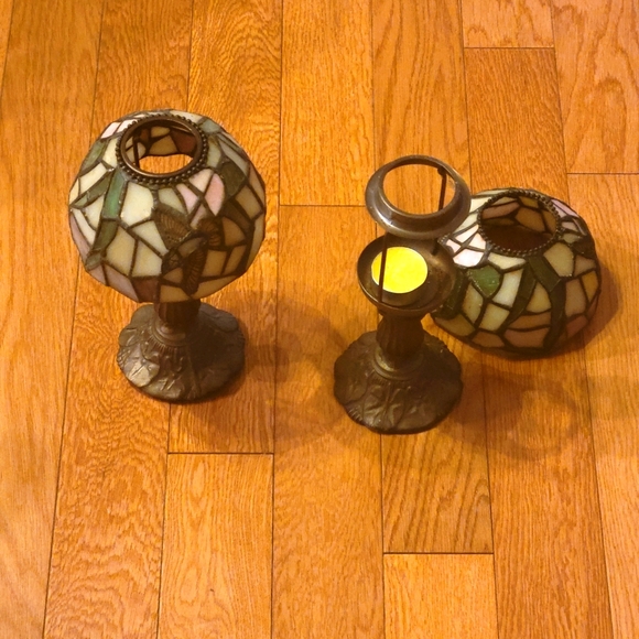 Tiffany vintage style glass bird stained tea candle holder lamp. - Picture 2 of 5